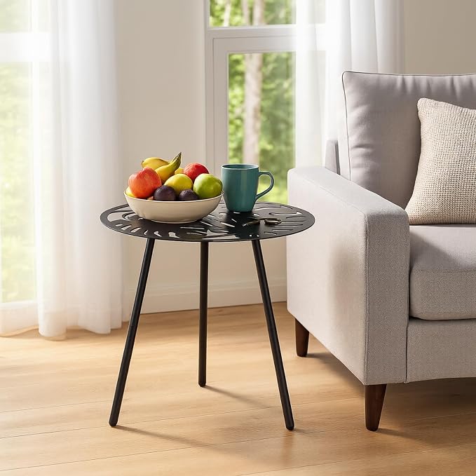 Party Zealot 1 Pack Extra-Large Metal Outdoor Side Tables 18 Inches Outside End Table for Patio Round Accent Garden Corner Table for Small Spaces, Balcony, Porch Plant Stand Indoor