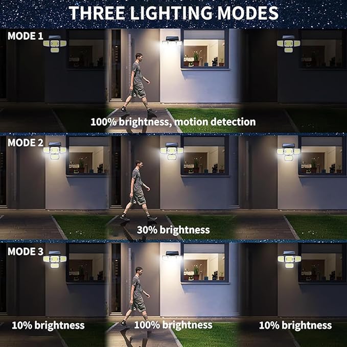 Solar Outdoor Lights, LED Motion Sensor Security Lights, IP65 Waterproof Solar Powered Security Flood Lights, 270°Wide Lighting Angle Wall Light with Sensors for Backyard Yard (2, Black)