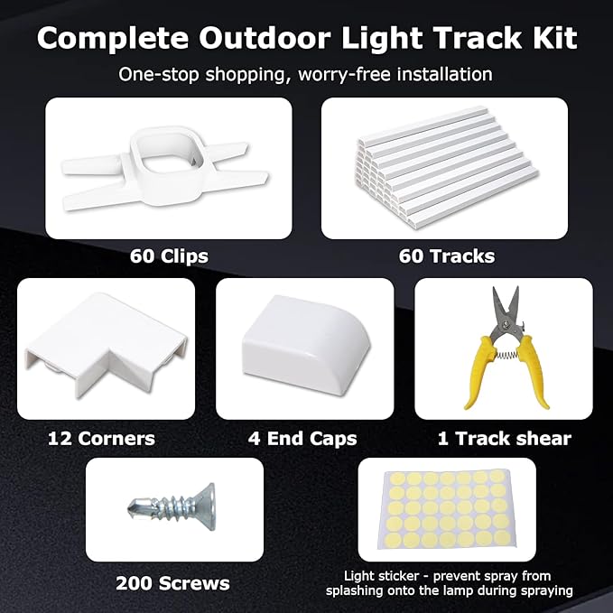 100FT Light Track System for Govee Permanent Outdoor Lights Pro (H706A/H806A), Permanent Halloween/Christmas Light Track, DIY Paintable PVC