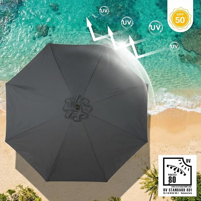 COWVIE Umbrella Canopy Replacement for 8 Ribs Patio Umbrella, Outdoor Table Parasol Replacement for Yard, Canopy Only