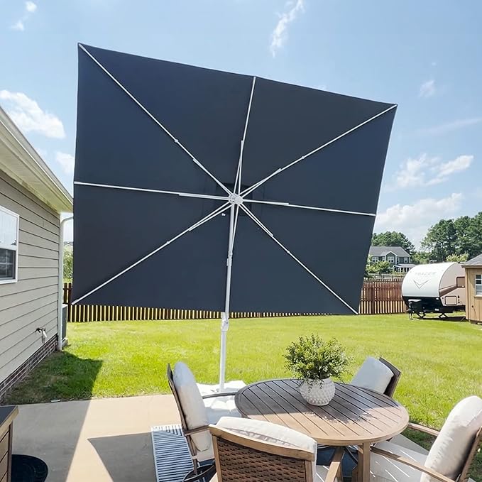 PURPLE LEAF 10 FT Patio Umbrella With Base White Cantilever Umbrella Square Outdoor Offset Umbrella Windproof with 360° Rotation for Garden Deck Pool, Light Grey
