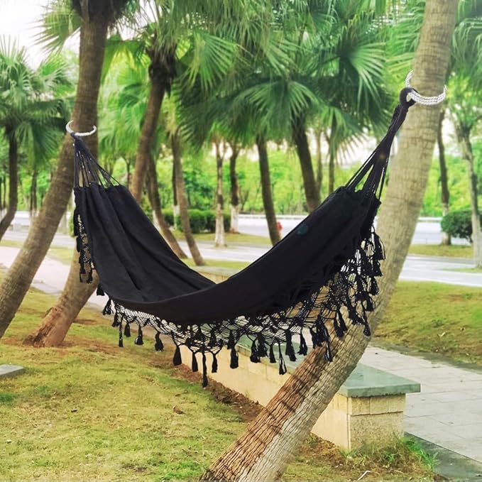 Hammock Double Hammocks for Outside Camping Cotton Canvas Fabric Brazilian Hammock Indoor Outdoor Hanging Suitable for 2 Adults