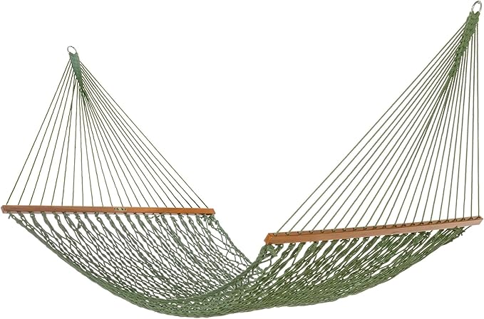 Original Pawleys Island Large Meadow DuraCord Rope Hammock – 13 ft. x 55 in., 2-Person, 450 lb Capacity, Oak Spreader Bar, Zinc-Plated Hardware, Handcrafted in the USA