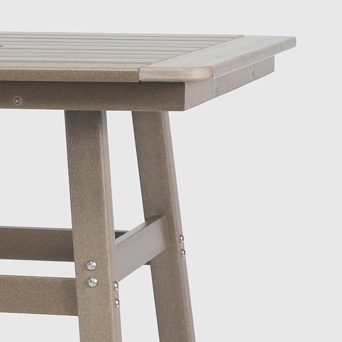WestinTrends Malibu Square Outdoor Patio Bistro Bar Table with Umbrella Hole 42" Tall, Weathered Wood