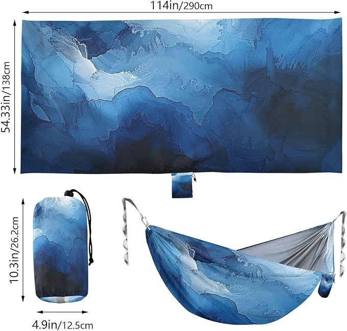 Blue Gradient 330lb Capacity Hammocks with Tree Straps Cloth Hammock for Camping Travel Accessories Base para poner hamaca