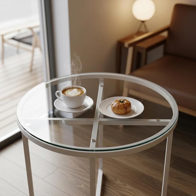 20 inch Round 1/4" Thick Pencil Polished Edge Glass Table Top with 6 Bumpers - Tempered, Scratch Resistant & Safety Replacement Glass Designed for Dining, Coffee, Patio & End Tables