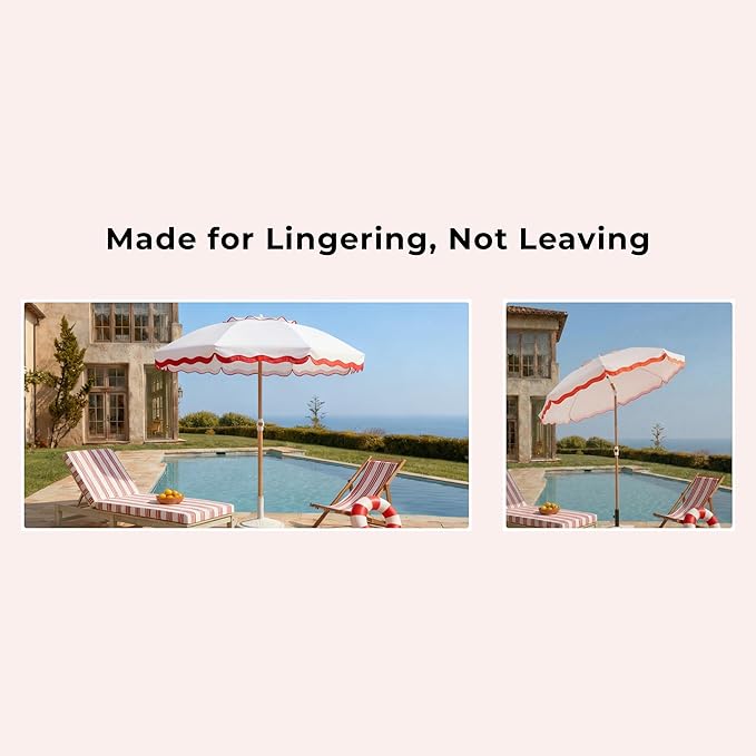6FT Patio Beach Umbrella for Outdoor, UPF 50+ Sun Shade for Patio, Backyard, Garden, Pool and Beach, Tilt Adjustable, Portable, Harbour Rosé Pink