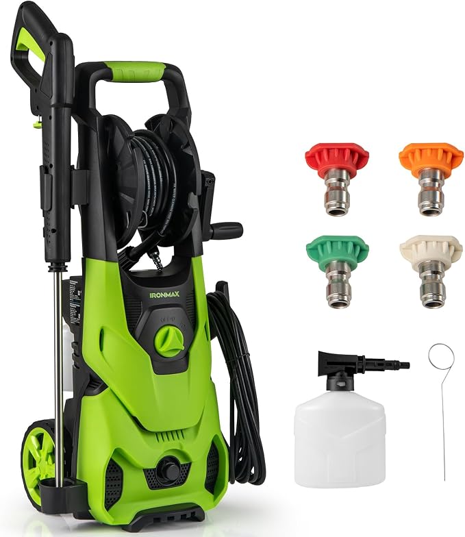 Goplus Electric Pressure Washer, 2150PSI 1.2GPM Power Washer with 4 Quick Connect Nozzles, Foam Cannon, 35.5 FT Cord & 17.5 FT Hose, Portable High Pressure Cleaning Machine for Car Fence