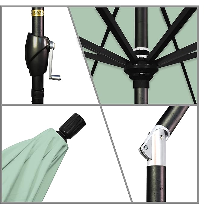 California Umbrella 7.5' Round Aluminum Market Umbrella, Crank Lift
