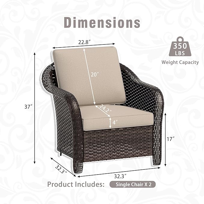 3 Piece Patio Wicker Conversation Set, All-Weather Use Outdoor Wicker Sofa with 2 PE Rattan Chair, Ideal for Porch, Backyard, Balcony, Poolside, Beige