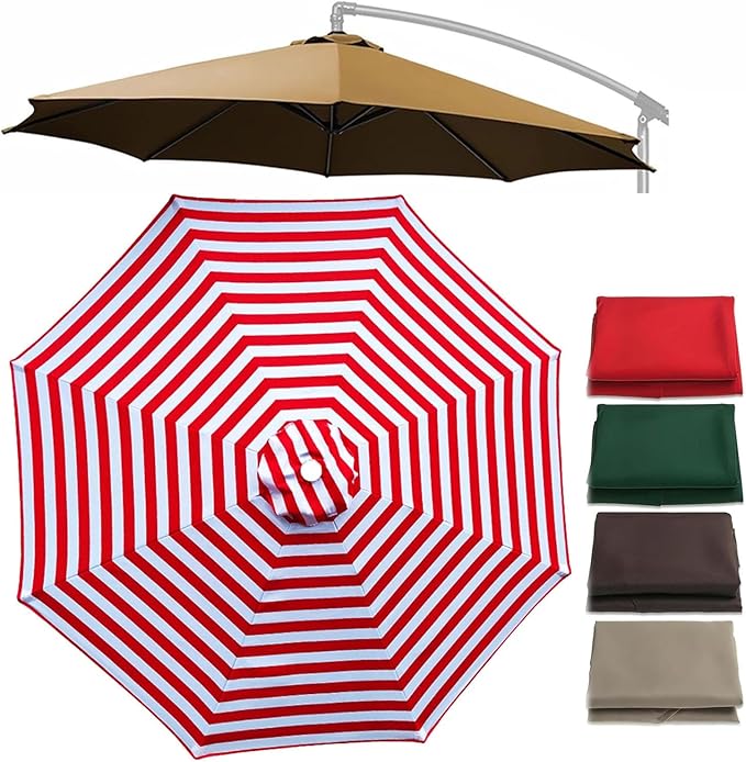Cantilever Umbrella Replacement Canopy 7.5ft/9ft/10ft/11ft 6/8 Ribs, Fade Resistant Outdoor Offset Patio Umbrella Fabric Cover, Waterproof Shade Top for Deck