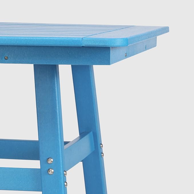 WestinTrends Malibu Square Outdoor Patio Bistro Bar Table with Umbrella Hole 42" Tall, Pacific Blue