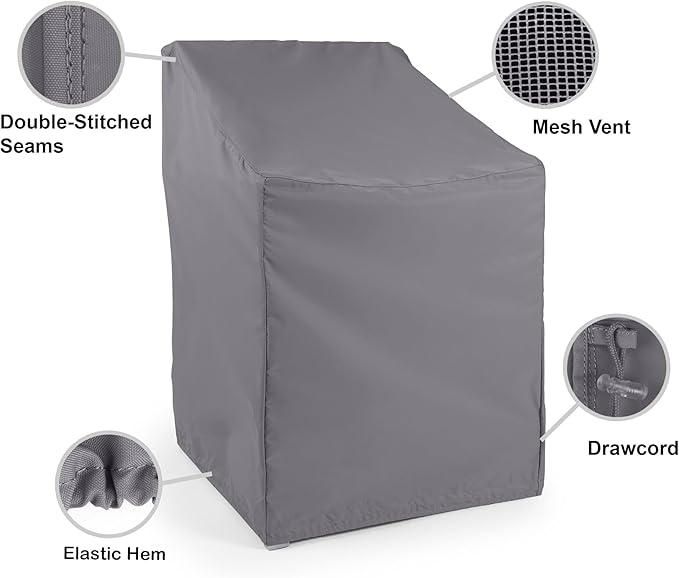 Covermates Elite Outdoor Sectional Armless Chair Cover – Water-Resistant 300D Polyester Patio & Garden Chair Protection with Drawcord Hem, Buckle Straps & Mesh Vents, 25W x 28D x 33H, Charcoal