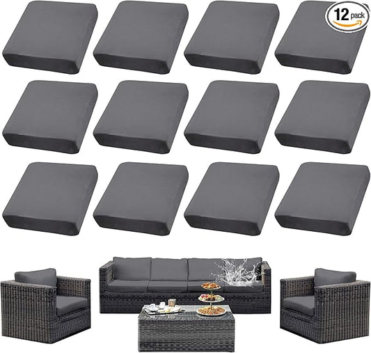 Outdoor Cushion Covers Set,12PCS Patio Furniture Couch Seat Slipcovers, Replacement for Sofa Sectional Chair(Cover，Only)