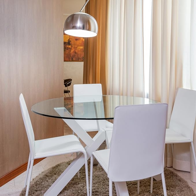 Round Clear Tempered Glass Table Top 45 Inch with 1/4 Inch Thick Flat Polished Edge Ideal for Tables Desks Workspaces and Outdoor Furniture by Fab Glass and Mirror