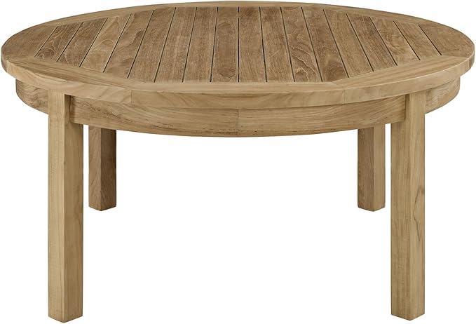 Modway Marina Premium Grade A Teak Wood 3-Piece Outdoor Patio Furniture Set in Natural Navy