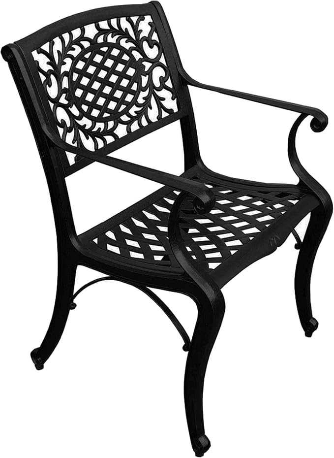 Oakland Living Modern Outdoor Mesh Lattice Aluminum 95-in Black Large Rectangular Patio Eight Arm Chairs Dining Set