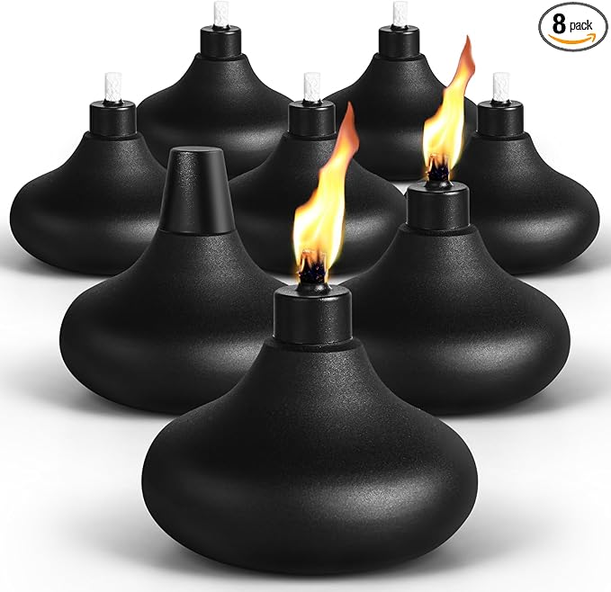 8 Pack Metal Table Top Torches, 24.5oz Citronella Torches for Outside, Refillable Flame Light Torch, Decorative Tabletop Lantern for Yard, Patio, Deck, Garden, Party, Landscape