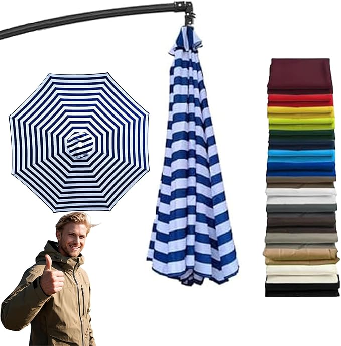 11FT 8Ribs Cantilever Umbrella Replacement Canopy,2026 Upgraded Patio Umbrella Canopy Replacement Cover,Uv-Resistant Protection Waterproof Cantilever For Garden, Backyard, Pool