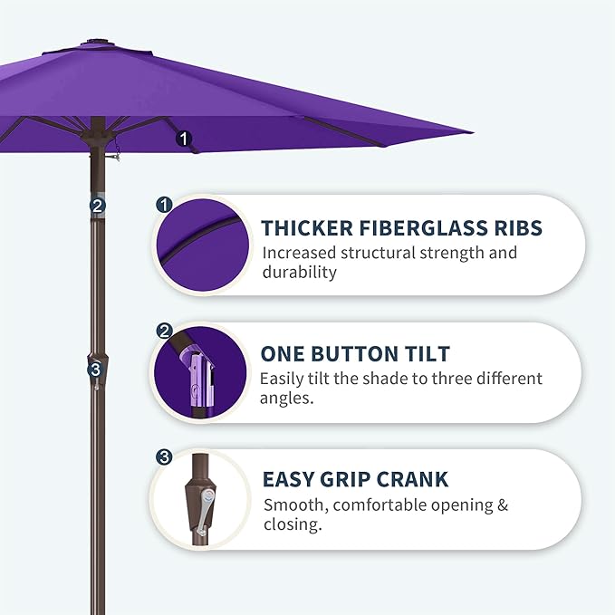 PatioKingdom 11FT Patio Umbrella,Outdoor Umbrella with Push Button Tilt and Crank,Market Table Umbrella with 8 Sturdy Fiberglass Ribs UV Protection