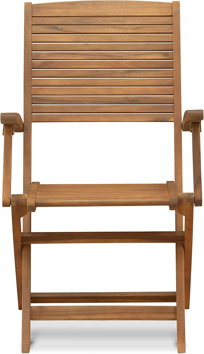 East West Furniture DIHD5CANA 5 Piece Outdoor Patio Dining Sets Consist of an Oval Acacia Wood Table and 4 Folding Arm Chairs, 36x60 Inch, Natural Oil