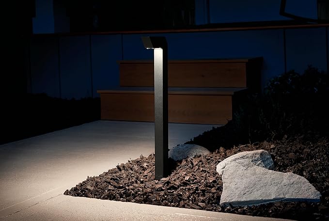 Kichler 12V LED Right Angle Path Light in Textured Black, Outdoor Landscape Lighting, 15846BKT, (1.5" W x 22" H x 5.75" L)