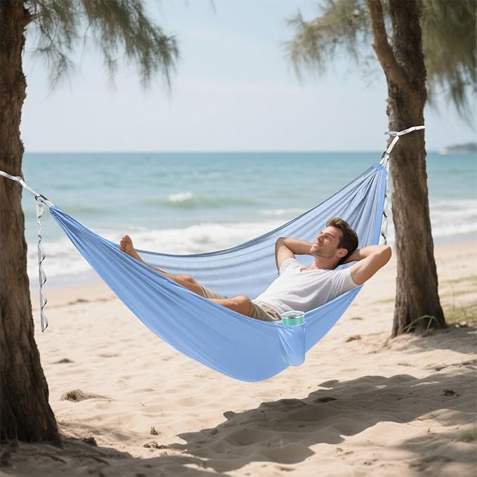 Blue Gradient 330lb Capacity Hammocks with Portabl Carry Bag Tree Hammock for Outside Patio Backyard Poolside Silla colgante para Patio Exterior