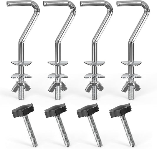 Replacement Hammock Hooks & Hand Knobs Kit 8 Pcs, Heavy Duty Hooks Fit 3/8" Diameter 1-1/4 to 2" Long Hole, M8 x 40mm Star Hand Knobs, Hammock Combo Hooks Kit for Garden Patio Home
