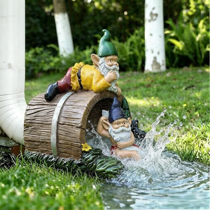 Decorative Gutter Downspout Extensions Statue,3" x 4" Downspout Extension Sculpture,Elf Decorative Rain Gutter Downspout Extension Figurine Decor Sculpture for Lawn Yard