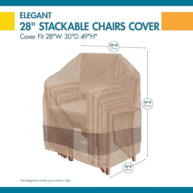DUCKCOVERS® Elegant Waterproof 26 Inch W Stackable Patio Chair Cover