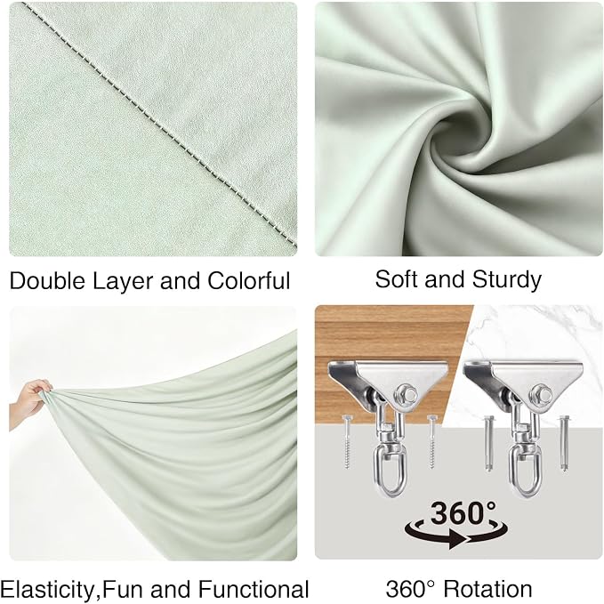 GarveeLife Dual-Layer Cotton Therapy Sensory Hammock Swing for Kids & Adults, Calming Compression, 360° Swivel, Heavy Duty Indoor Outdoor Cuddle Swing, 300 lbs Capacity, Bean Green
