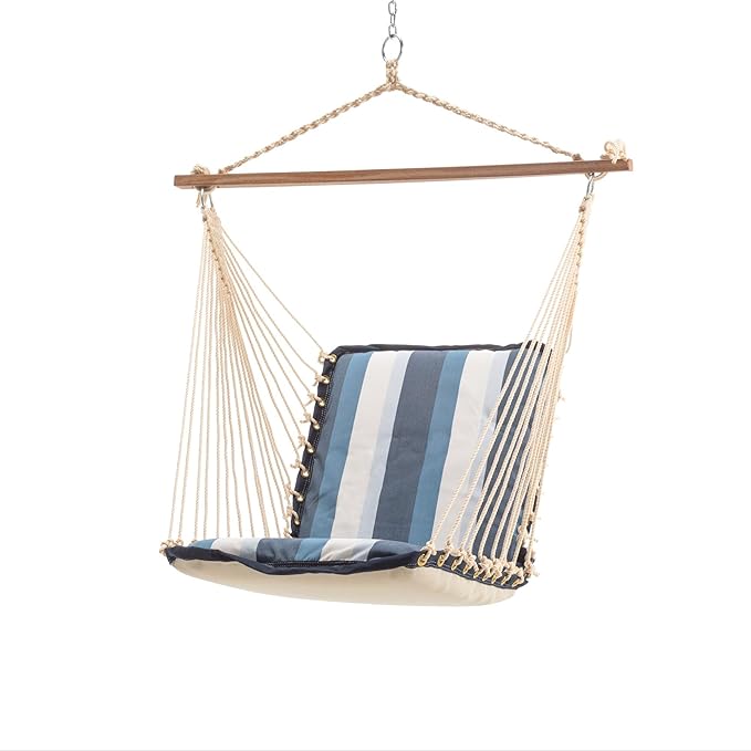 Nags Head Hammocks Gateway Coast Sunbrella Cushioned Single Swing – 24 in. x 24 in., 350 lb Capacity, Cumaru Spreader Bar, Handcrafted in The USA
