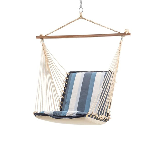 Nags Head Hammocks Gateway Coast Sunbrella Cushioned Single Swing – 24 in. x 24 in., 350 lb Capacity, Cumaru Spreader Bar, Handcrafted in The USA