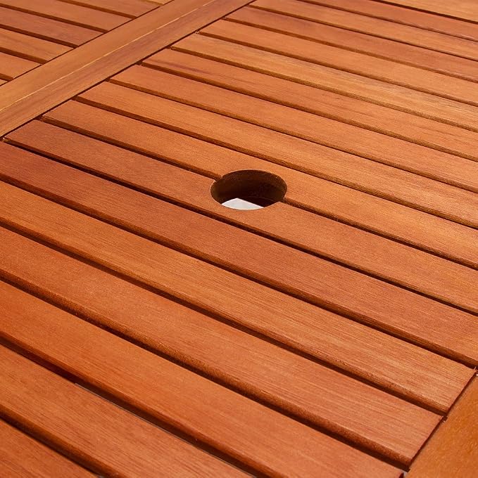 cucunu Outdoor Dining Table Acacia Wood with Umbrella Hole 63 x 34 Inch Folding Wooden Patio Tables Garden Furniture