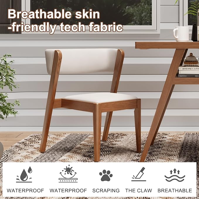 AnywaysWood Solid Wood Outdoor Patio Dining Table Set,3 PCS Bistro Dining Table Set of 2 with upholstered Chairs Patio Conversation Set Stackable Chair and Table Design for Lawn,Deck,Backyard,Walnut