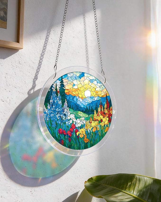 Acrylic Suncatcher Puzzle, Dawn Blossom Sea-7.4 in | DIY Suncatcher Puzzle Kits for Adults, Acrylic Jigsaw Puzzle Suncatcher, Garden&Window Hanging Decor, Unique Gift