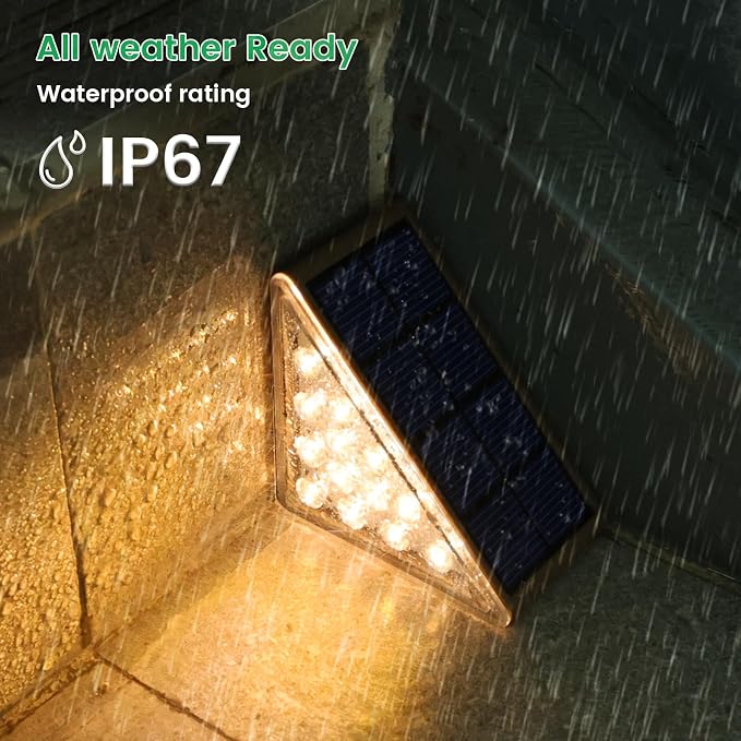 JOFIOS Solar Step Lights - 8 Pack Waterproof IP67, Outdoor Deck & Staircase Lights (Warm Brown)