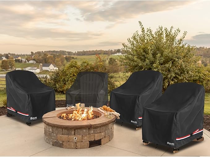 Bitubi Waterproof 4 Pack Patio Adirondack Chair Cover for Outdoor Chair Size Up to 30W x 34D x 36H inch,Outdoor Lawn Patio Furniture Covers (Black)