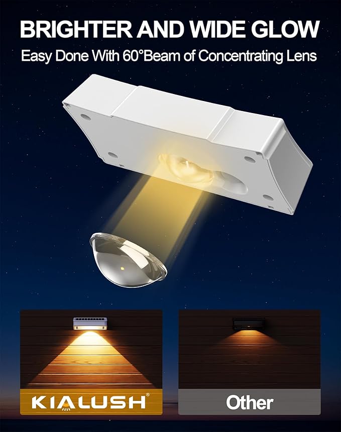 Solar Fence Lights 10 Pack, Fence Light Solar Powered Waterproof IP65 Multicolor Led 9 Fixed Colors ＆RGB Color Changing, Solar Lights Outdoor for Deck, Patio, Porch, Stairs, Holiday (White)