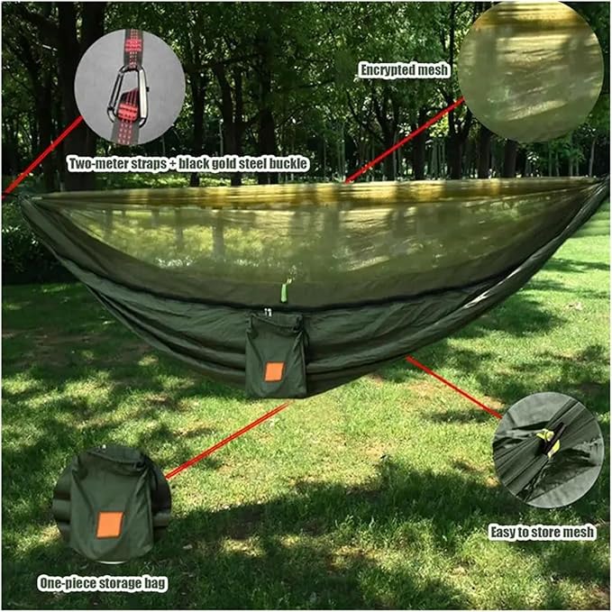 Hammock. Camping Hammock Outdoor Camp Hammock with Net Pop Up Leisure with Fly Protection .Hammocks for Outside