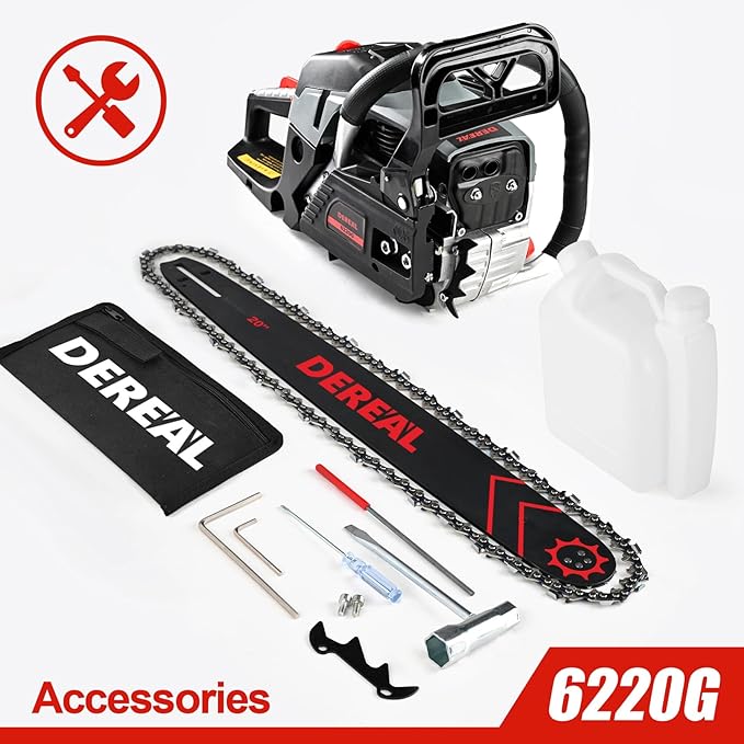 62CC Gas Chainsaws 2-Stroke Gasoline Chainsaw 20-Inch Gas Powered Chainsaws for Cutting Wood Tree Outdoor Garden Farm Home