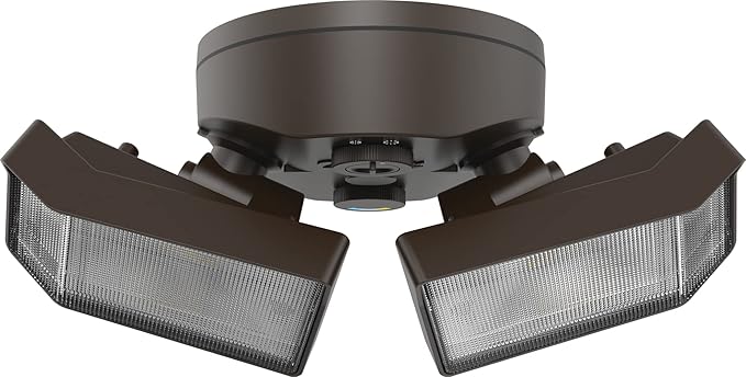 Lithonia Lighting HomeGuard 2-Light LED Outdoor Flood Lights, Outdoor LED Lights, Dusk to Dawn Sensor, Adjustable Lumens, Selectable Color, Square Heads, Dark Bronze (HGX LED 2SH ALO SWW2 120 PE DDB)