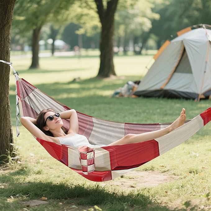Red and White Checkerboard 330lb Capacity Camping Hammocks with Portabl Carry Bag Swing Hammock for Outside Patio Garden jamaca para Patio