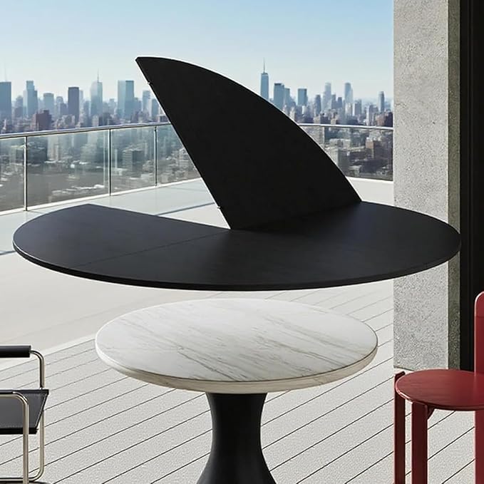 Large Round Foldable Table Top, 59 ” Diameter Portable Dining Table Extender Top, No Legs Wooden Round Table Tops Only, for Round Table and Square Table (Black, 5.9ft/71.2in)