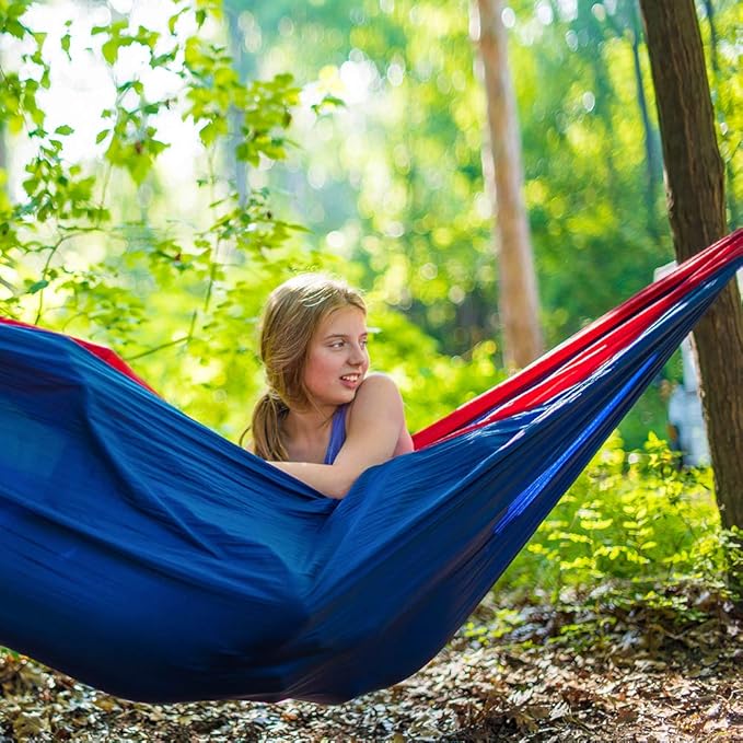 Vivere Parachute Nylon Double Hammock, Navy/Red
