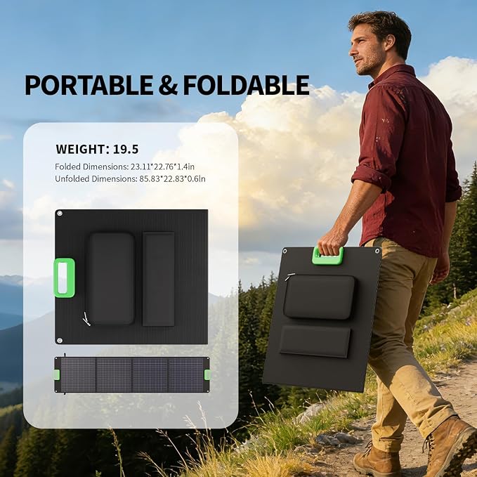 GRECELL 1200W Portable Power Statio with 200W Portable Solar Panel 23.5% High Efficiency Solar Panel, 672Wh LiFePO4 Battery Solar Generator with 9 Output Ports for Outdoor Camping, RV, Travel