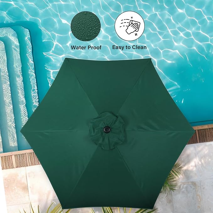 Simple Deluxe 7.5' Patio Umbrella Outdoor Table Market Yard Umbrella with 6 Sturdy Ribs for Backyard, Pool, Garden, Deck, Green