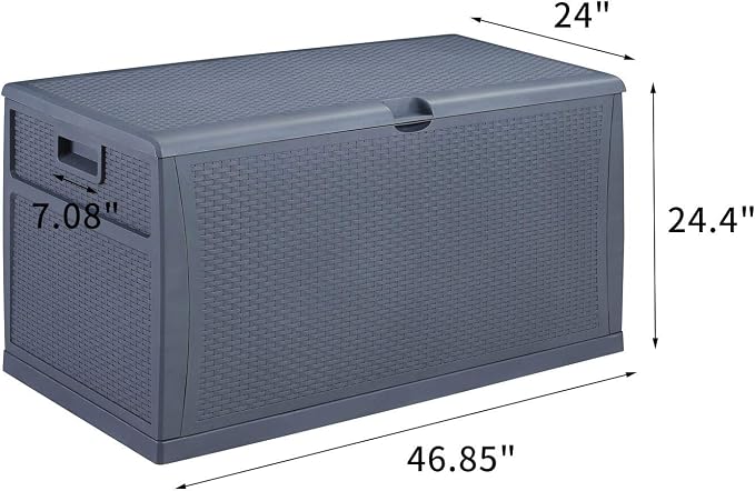 Leisurelife Waterproof Storage Deck Box Outdoor, 120-Gallon, Plastic, Grey