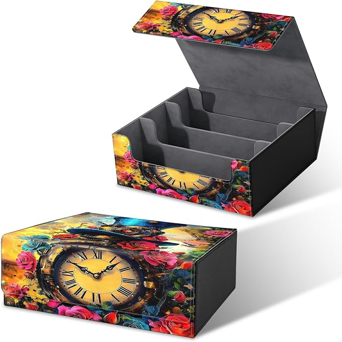 Large Card Deck Box for MTG, Fits 1200+ Sleeved Cards, PU Leather Storage Case with Strong Magnetic Closure, Multiple Colors for TCG CCG Baseball Card Collections, Sunflower Yellow Cow