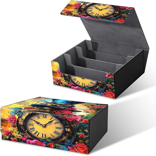 Large Card Deck Box for MTG, Fits 1200+ Sleeved Cards, PU Leather Storage Case with Strong Magnetic Closure, Multiple Colors for TCG CCG Baseball Card Collections, Sunflower Yellow Cow